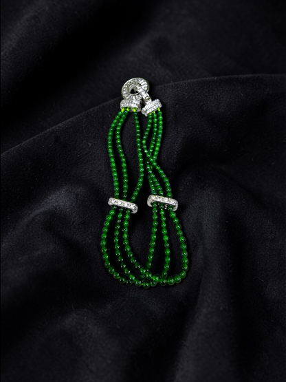 Certified Imperial Japanese Green Burmese A-Jade Triple Beaded Bracelet (MADE IN JAPAN) (2.50 mm Each x 180 beads) 05045 (With Silver 925)