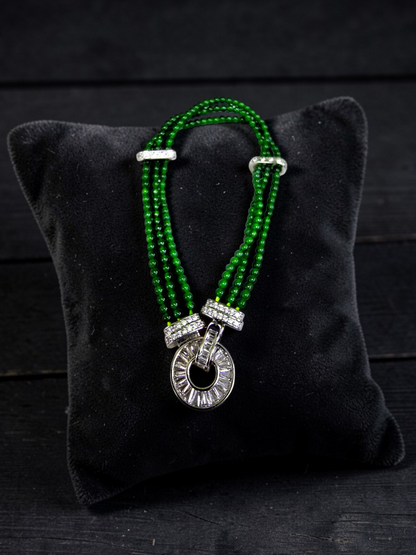 Certified Imperial Japanese Green Burmese A-Jade Triple Beaded Bracelet (MADE IN JAPAN) (2.50 mm Each x 180 beads) 05045 (With Silver 925)