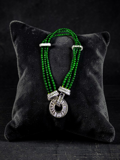 Certified Imperial Japanese Green Burmese A-Jade Triple Beaded Bracelet (MADE IN JAPAN) (2.50 mm Each x 180 beads) 05045 (With Silver 925)