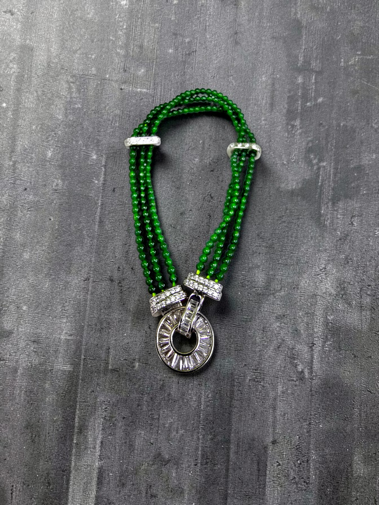 Certified Imperial Japanese Green Burmese A-Jade Triple Beaded Bracelet (MADE IN JAPAN) (2.50 mm Each x 180 beads) 05045 (With Silver 925)