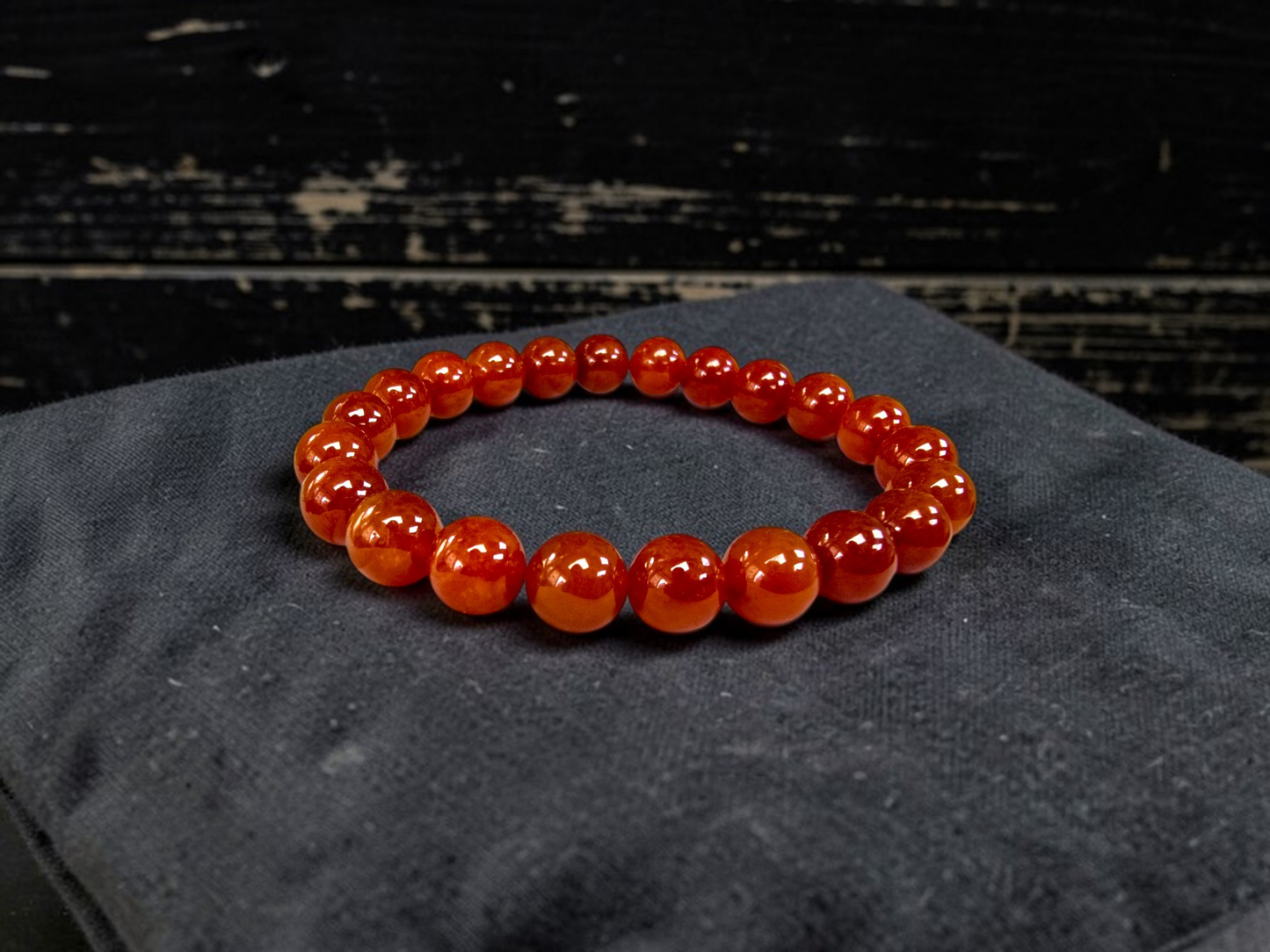 Imperial Japanese Red Burmese A-Jade Beaded Bracelet (MADE IN JAPAN) (10 mm Each x 22 beads) - Certified 05048