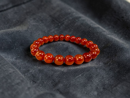Imperial Japanese Red Burmese A-Jade Beaded Bracelet (MADE IN JAPAN) (10 mm Each x 22 beads) - Certified 05048