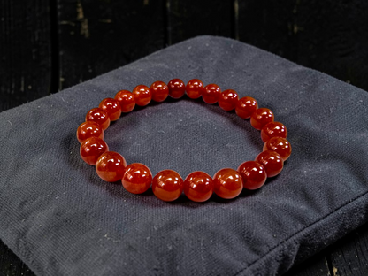 Imperial Japanese Red Burmese A-Jade Beaded Bracelet (MADE IN JAPAN) (10 mm Each x 22 beads) - Certified 05048