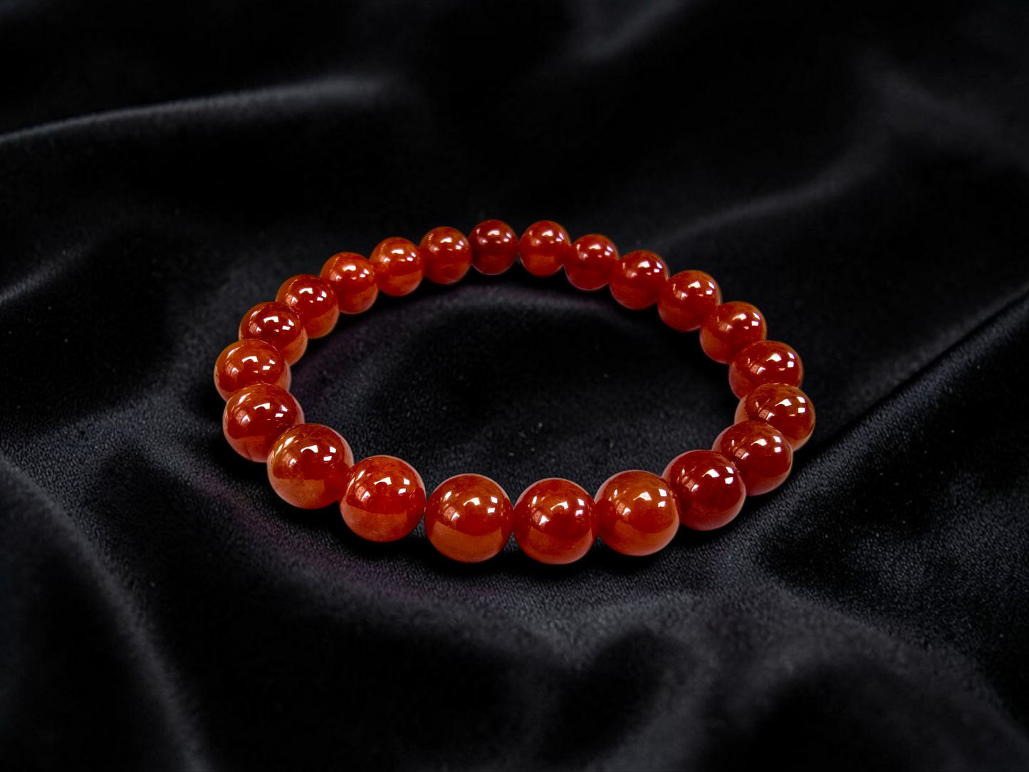 Imperial Japanese Red Burmese A-Jade Beaded Bracelet (MADE IN JAPAN) (10 mm Each x 22 beads) - Certified 05048