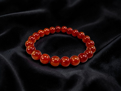 Imperial Japanese Red Burmese A-Jade Beaded Bracelet (MADE IN JAPAN) (10 mm Each x 22 beads) - Certified 05048