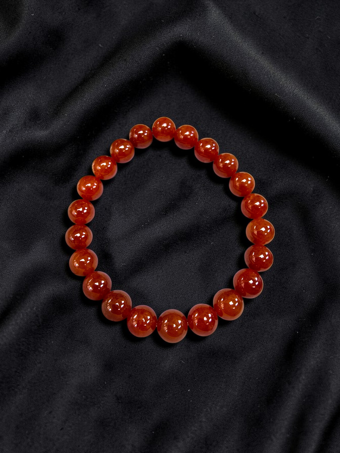 Imperial Japanese Red Burmese A-Jade Beaded Bracelet (MADE IN JAPAN) (10 mm Each x 22 beads) - Certified 05048