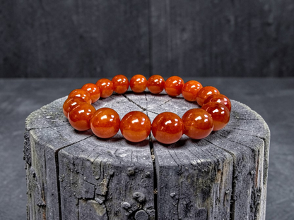 Imperial Japanese Red Burmese A-Jade Beaded Bracelet (MADE IN JAPAN) (12.50 mm Each x 17 beads) - Certified 05049