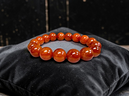 Imperial Japanese Red Burmese A-Jade Beaded Bracelet (MADE IN JAPAN) (12.50 mm Each x 17 beads) - Certified 05049