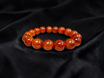 Imperial Japanese Red Burmese A-Jade Beaded Bracelet (MADE IN JAPAN) (12.50 mm Each x 17 beads) - Certified 05049