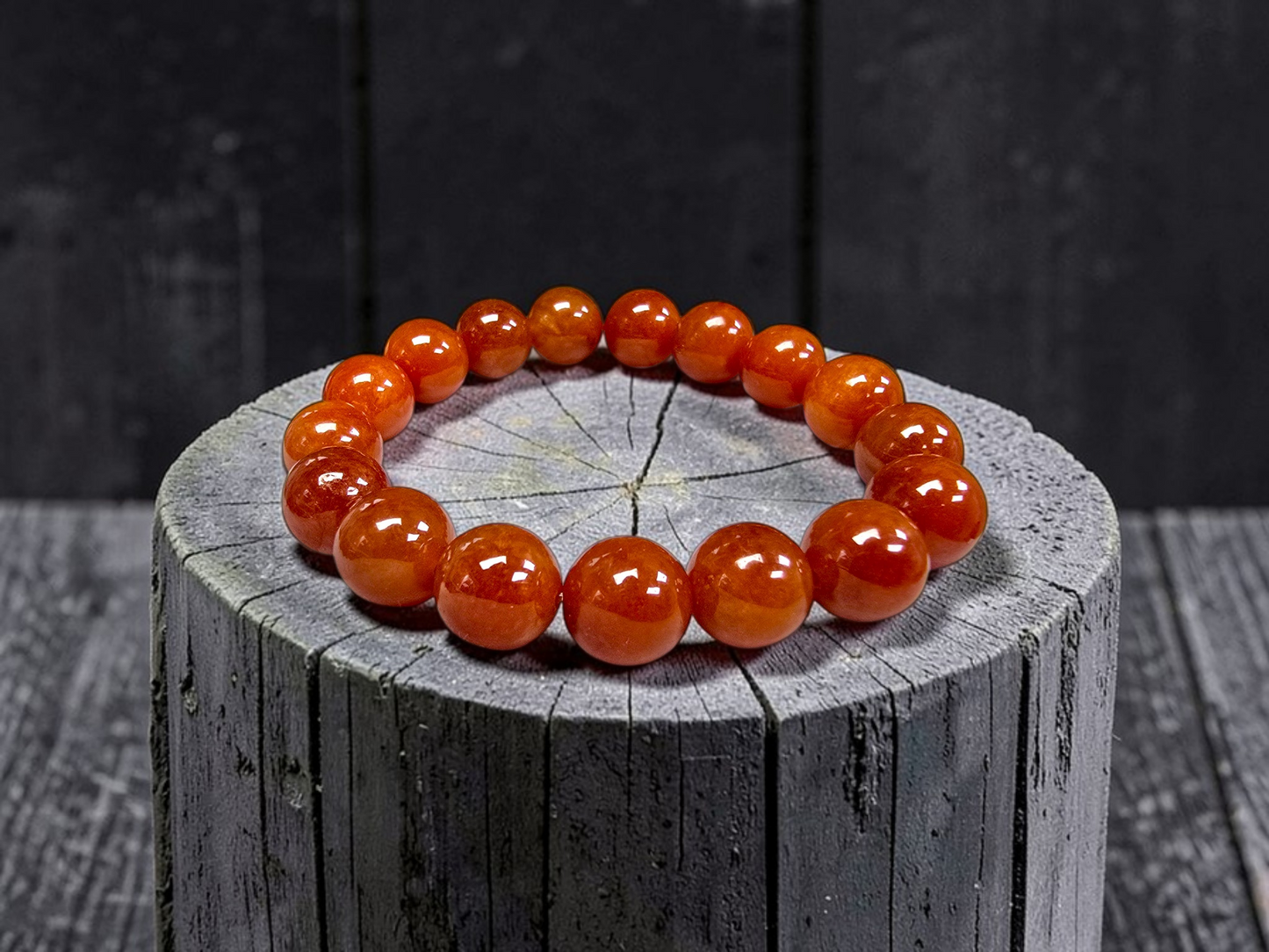 Imperial Japanese Red Burmese A-Jade Beaded Bracelet (MADE IN JAPAN) (12.50 mm Each x 17 beads) - Certified 05049