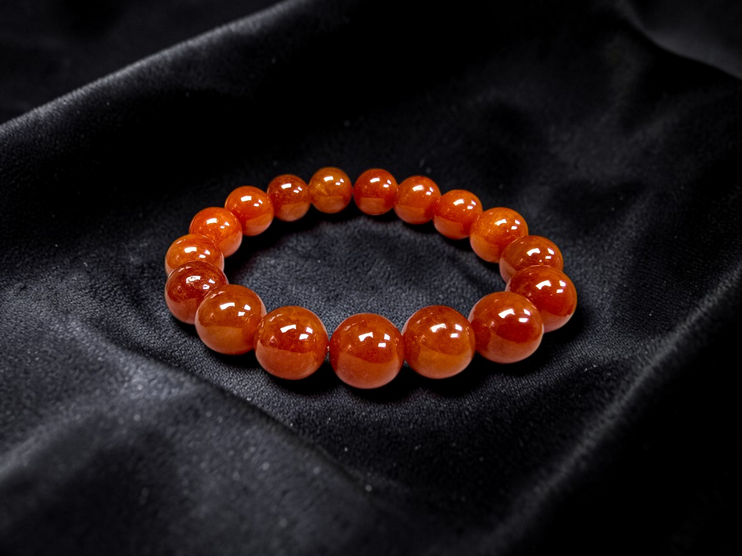Imperial Japanese Red Burmese A-Jade Beaded Bracelet (MADE IN JAPAN) (12.50 mm Each x 17 beads) - Certified 05049