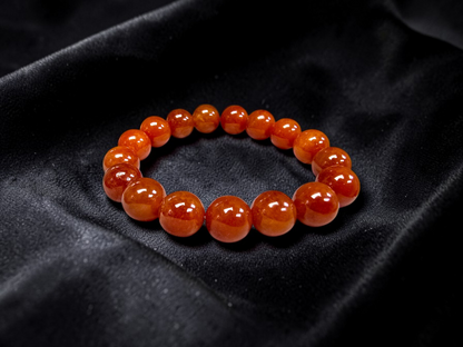 Imperial Japanese Red Burmese A-Jade Beaded Bracelet (MADE IN JAPAN) (12.50 mm Each x 17 beads) - Certified 05049