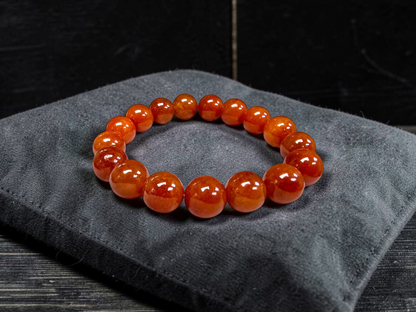 Imperial Japanese Red Burmese A-Jade Beaded Bracelet (MADE IN JAPAN) (12.50 mm Each x 17 beads) - Certified 05049