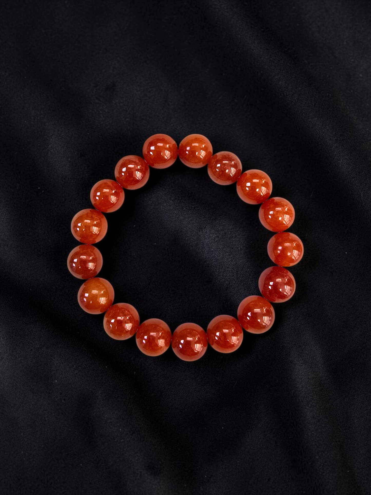 Imperial Japanese Red Burmese A-Jade Beaded Bracelet (MADE IN JAPAN) (12.50 mm Each x 17 beads) - Certified 05049