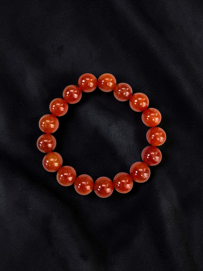 Imperial Japanese Red Burmese A-Jade Beaded Bracelet (MADE IN JAPAN) (12.50 mm Each x 17 beads) - Certified 05049