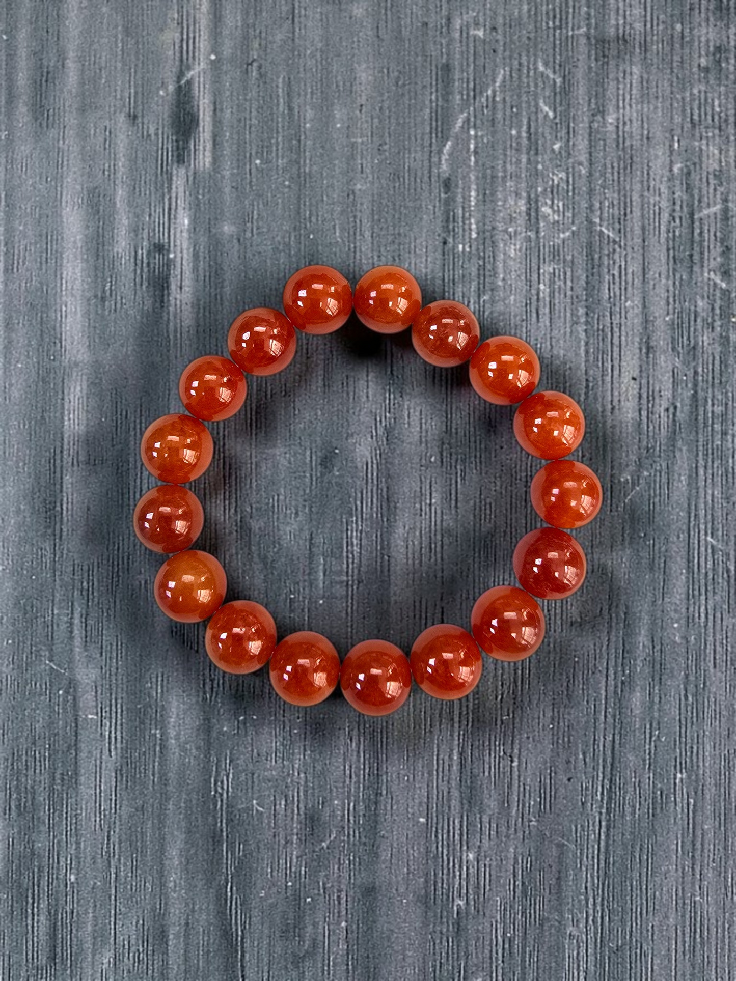 Imperial Japanese Red Burmese A-Jade Beaded Bracelet (MADE IN JAPAN) (12.50 mm Each x 17 beads) - Certified 05049