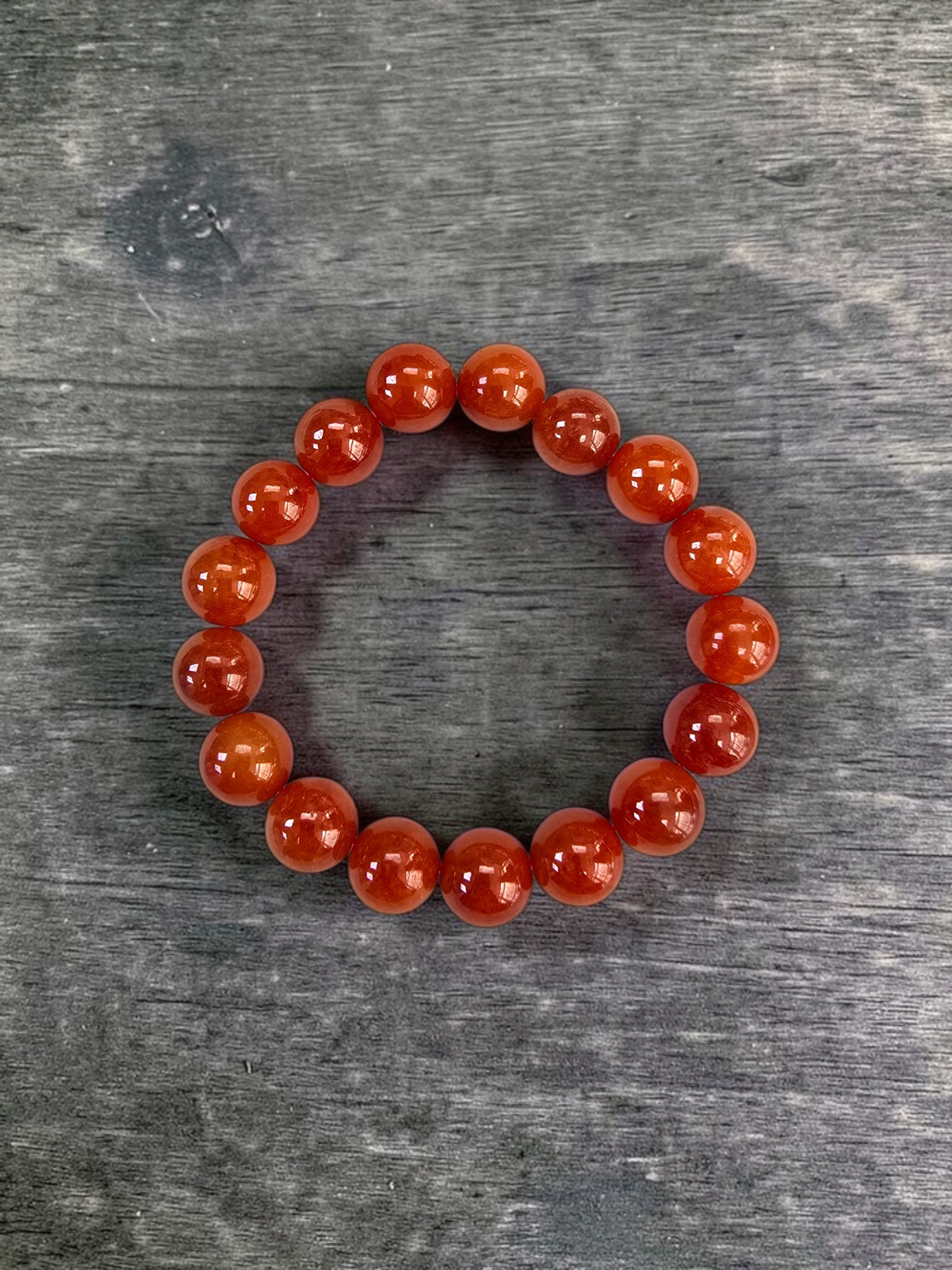 Imperial Japanese Red Burmese A-Jade Beaded Bracelet (MADE IN JAPAN) (12.50 mm Each x 17 beads) - Certified 05049