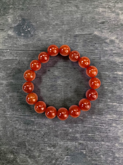 Imperial Japanese Red Burmese A-Jade Beaded Bracelet (MADE IN JAPAN) (12.50 mm Each x 17 beads) - Certified 05049