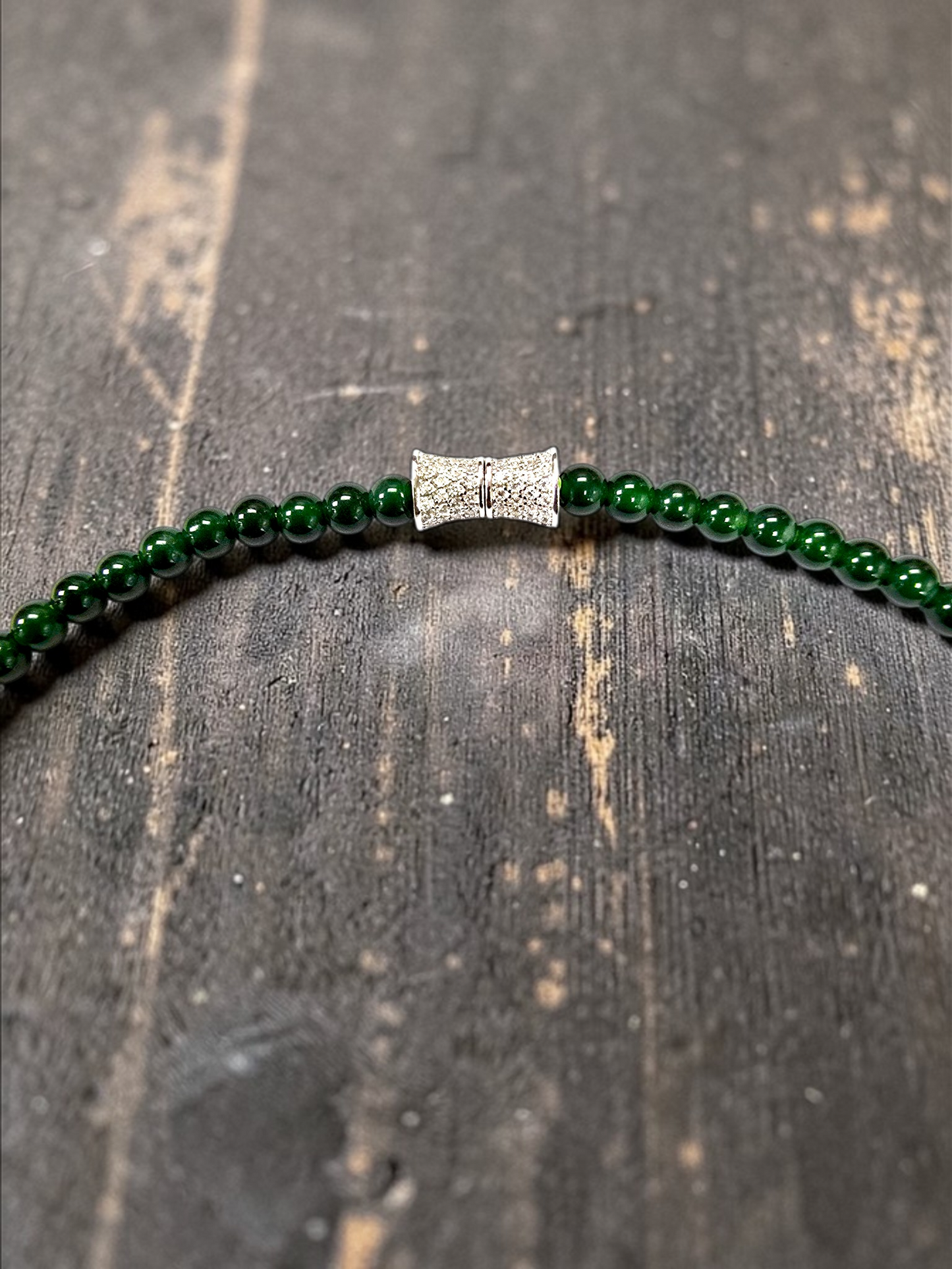 Imperial Green Burmese A-Jade Beaded Long Necklace - 19.00 inches (4.20 mm Beads) with Sterling Silver 925 - Certified - 10012