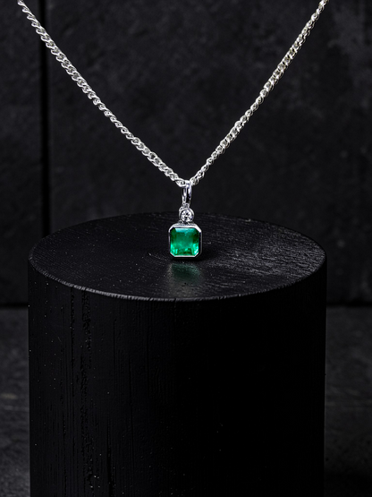Kariya Certified 1.07 cts. Vivid Green Columbian Emerald Charm Pendant with 18K White Gold and White Diamonds - V1