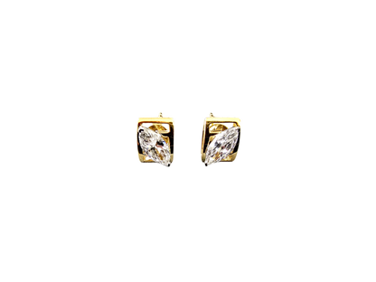 Yatomi Natural Marquise Diamonds (0.80 cts.) D/E SI1 Stud Earrings (with 18K Yellow Gold) - Certified