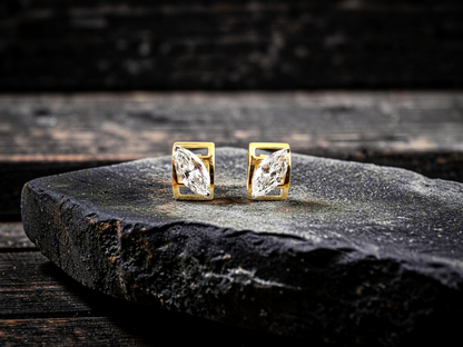 Yatomi Natural Marquise Diamonds (0.80 cts.) D/E SI1 Stud Earrings (with 18K Yellow Gold) - Certified