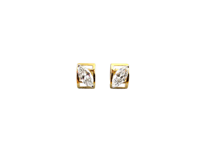 Yatomi Natural Marquise Diamonds (0.80 cts.) D/E SI1 Stud Earrings (with 18K Yellow Gold) - Certified