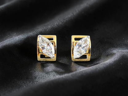Yatomi Natural Marquise Diamonds (0.80 cts.) D/E SI1 Stud Earrings (with 18K Yellow Gold) - Certified