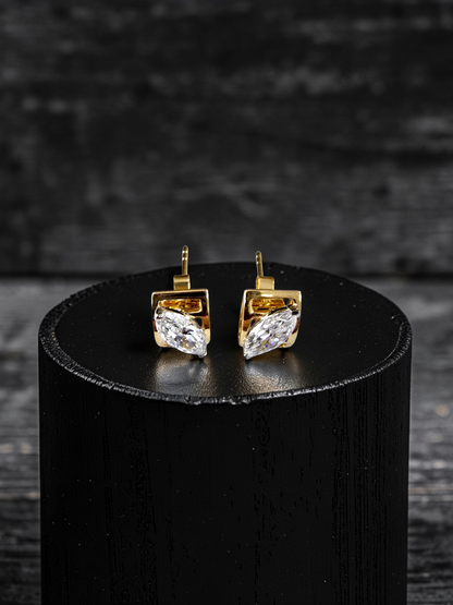 Yatomi Natural Marquise Diamonds (0.80 cts.) D/E SI1 Stud Earrings (with 18K Yellow Gold) - Certified