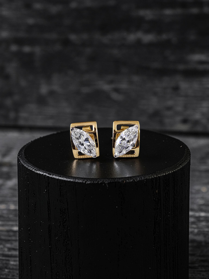 Yatomi Natural Marquise Diamonds (0.80 cts.) D/E SI1 Stud Earrings (with 18K Yellow Gold) - Certified
