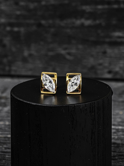 Yatomi Natural Marquise Diamonds (0.80 cts.) D/E SI1 Stud Earrings (with 18K Yellow Gold) - Certified