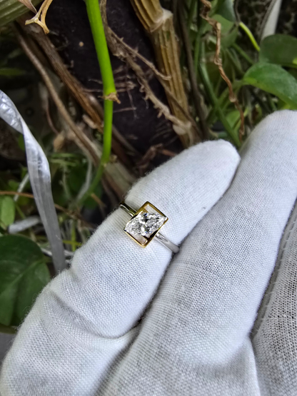 Yatomi Natural Marquise Diamonds (0.58 cts.) D VS1 Statement Ring (with 18K White and Yellow Gold) - Certified - Size US 5.5