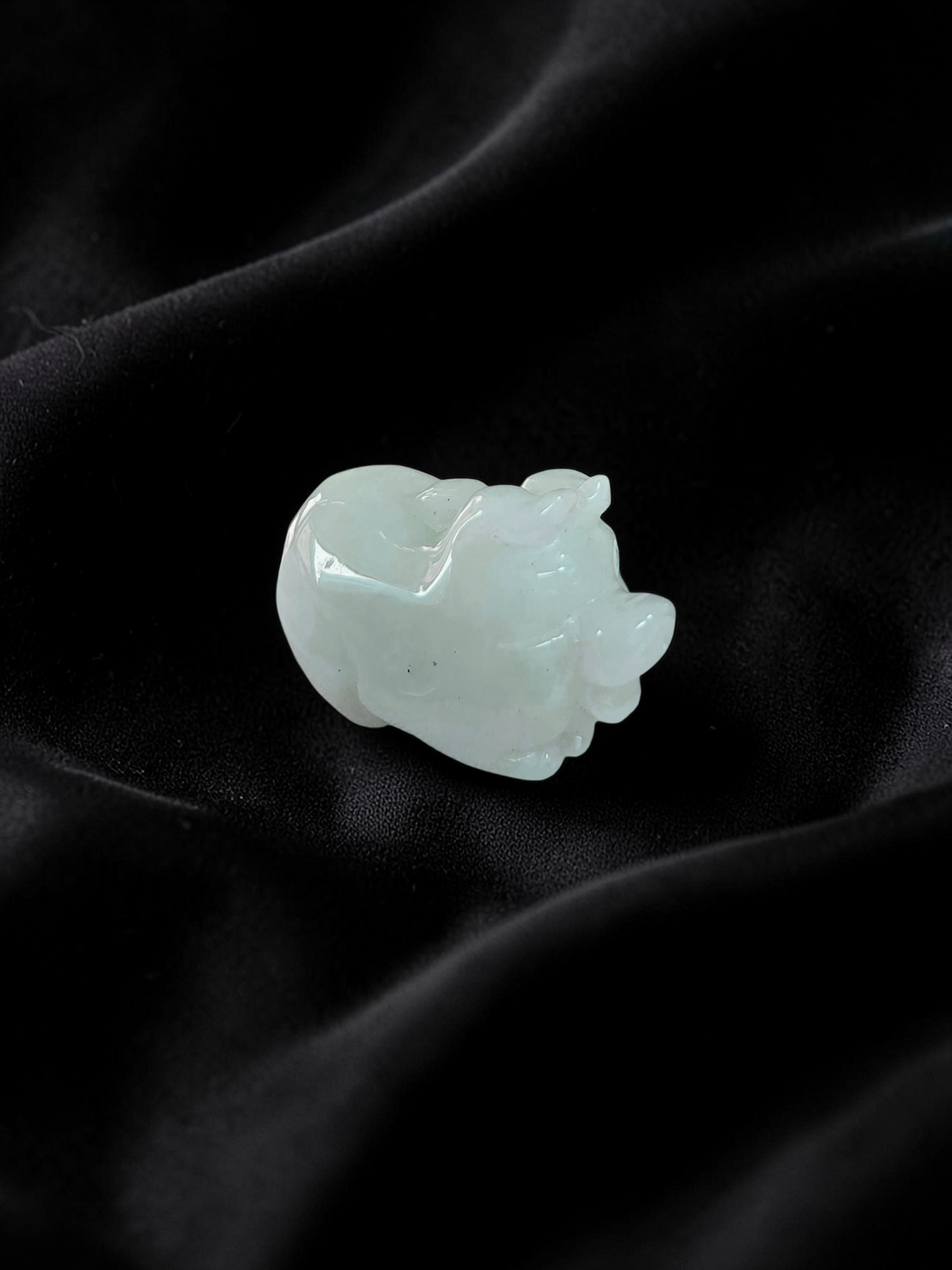 Fortune Fat Pig White-Green Burmese A-Jadeite Charm Pendant