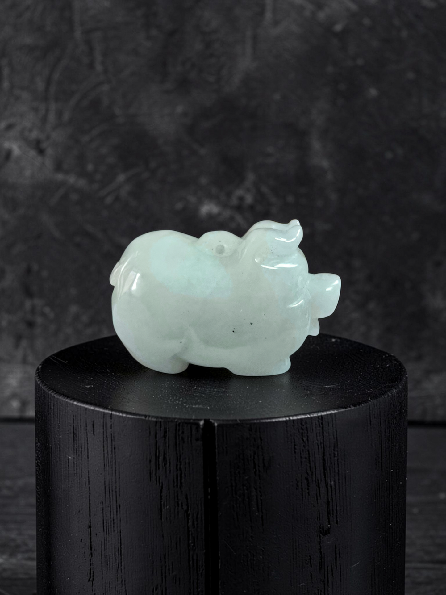 Fortune Fat Pig White-Green Burmese A-Jadeite Charm Pendant
