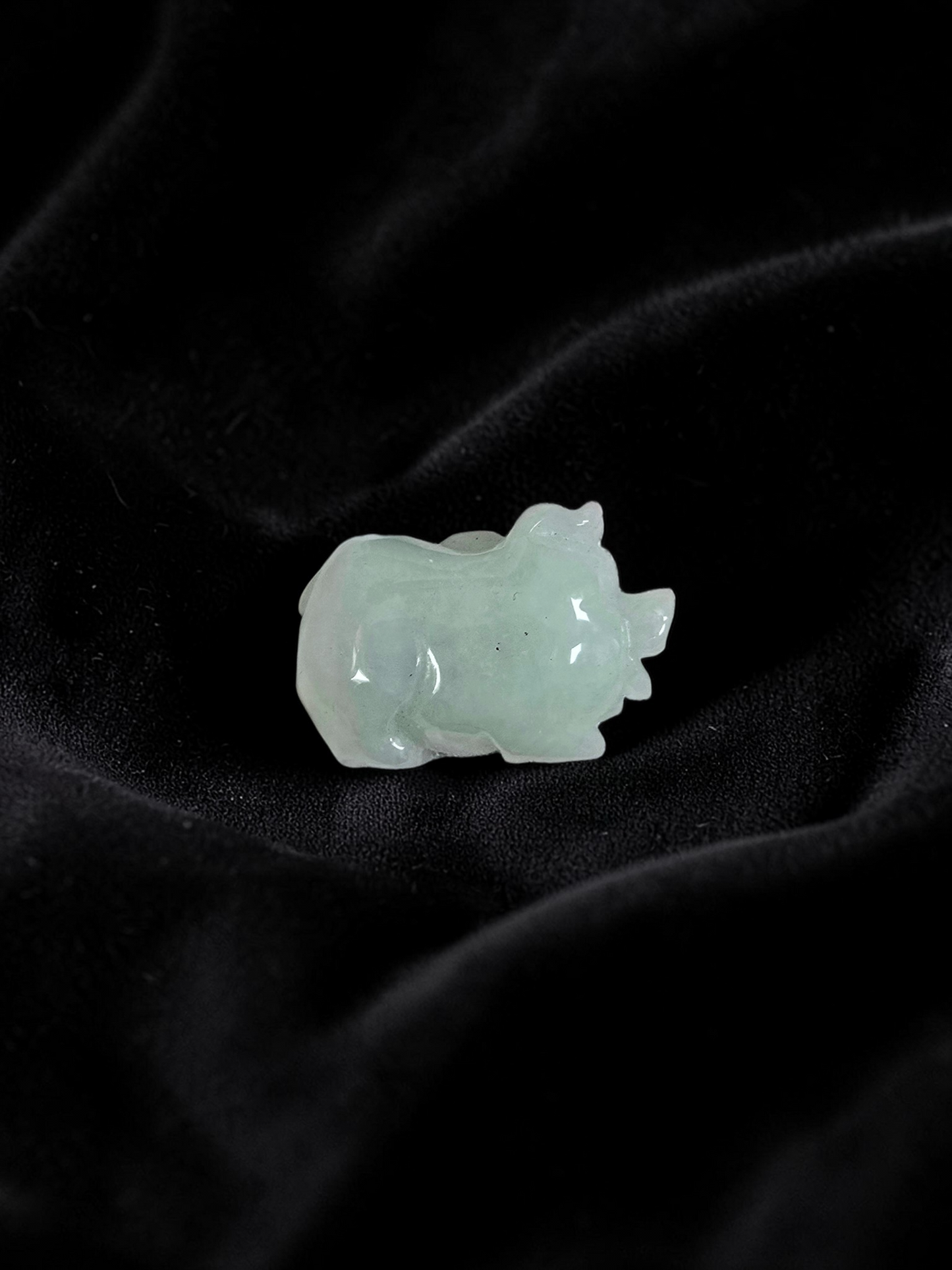 Fortune Fat Pig White-Green Burmese A-Jadeite Charm Pendant