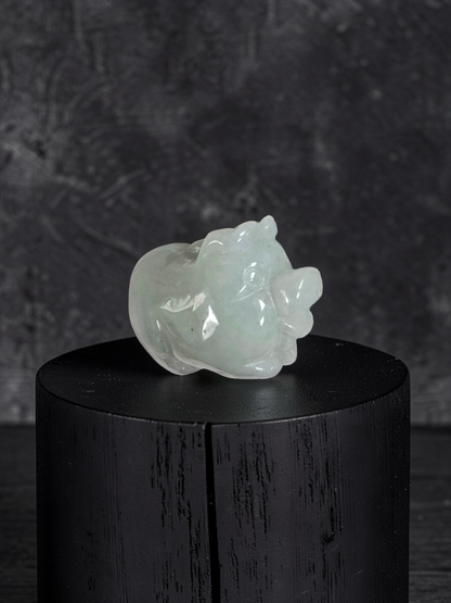 Fortune Fat Pig White-Green Burmese A-Jadeite Charm Pendant