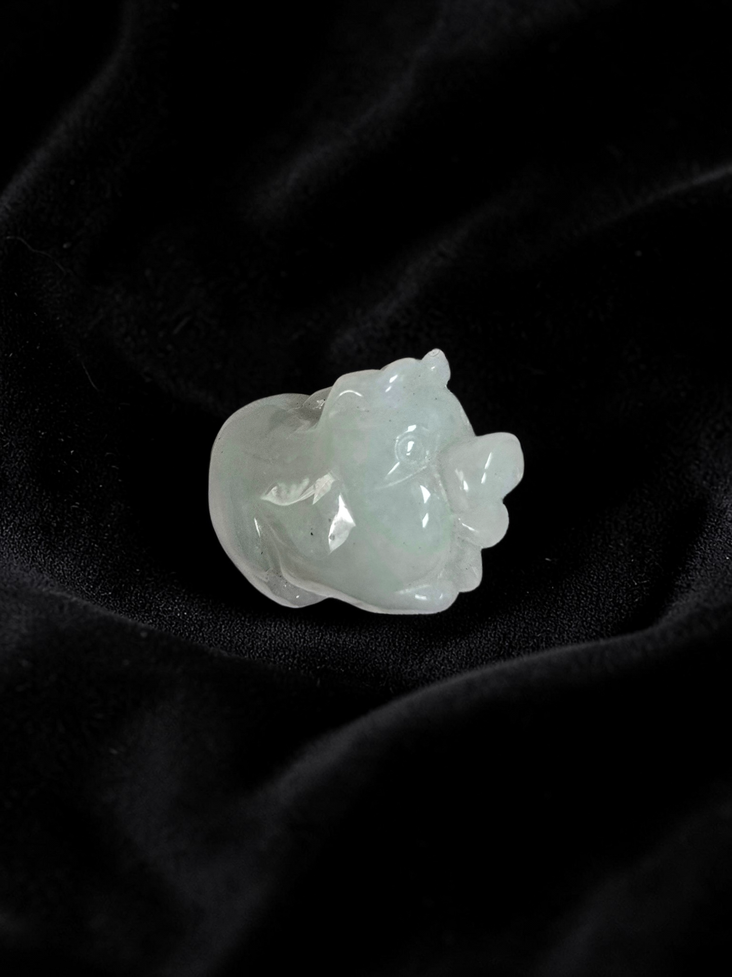 Fortune Fat Pig White-Green Burmese A-Jadeite Charm Pendant