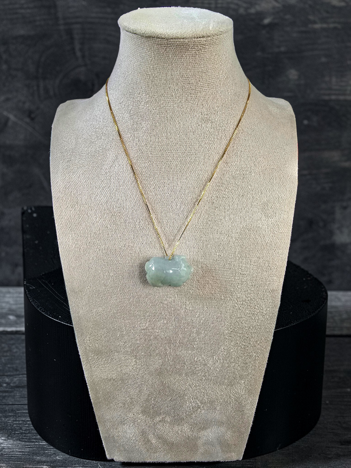 Fortune Fat Pig White-Green Burmese A-Jadeite Charm Pendant