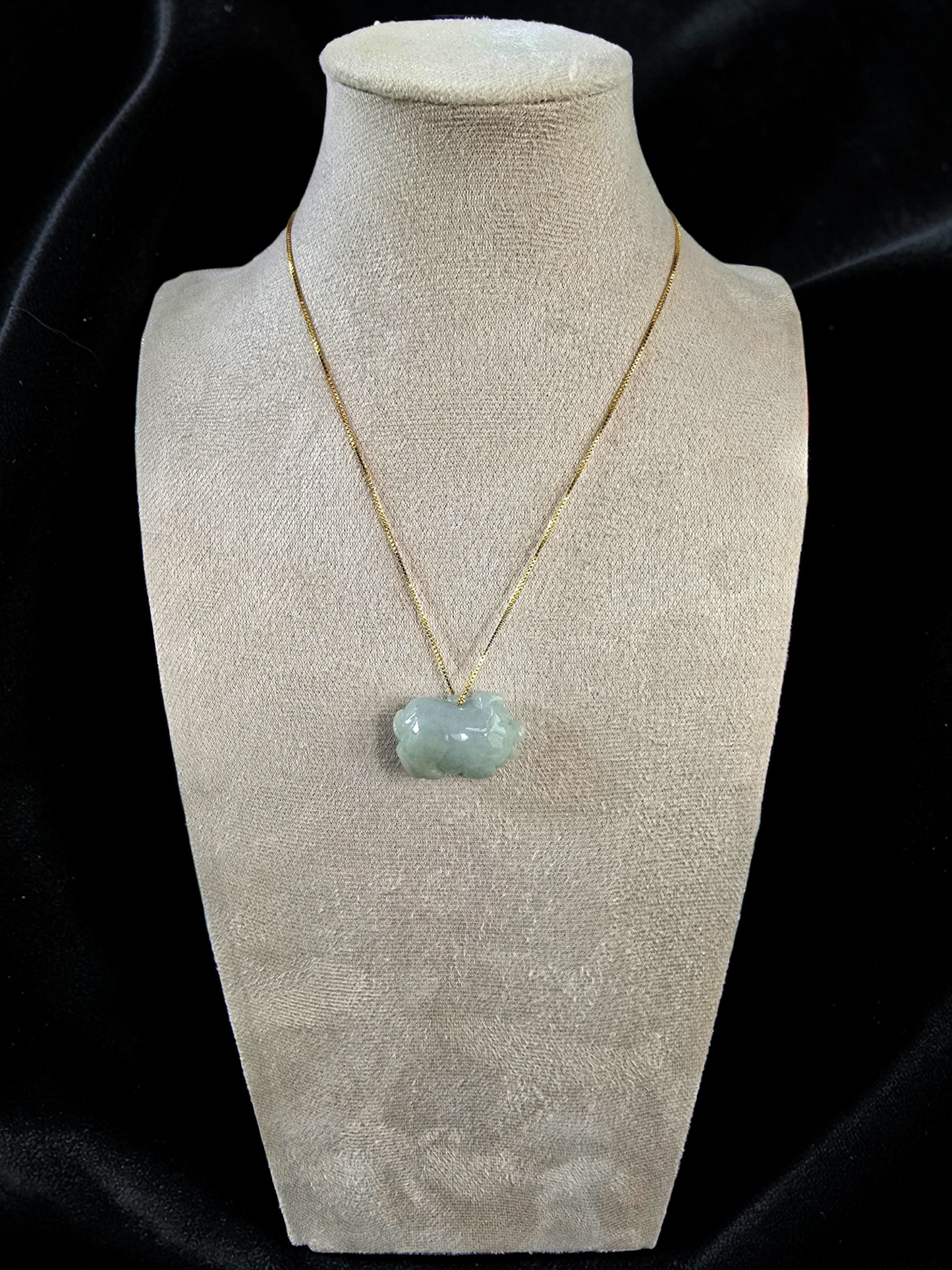 Fortune Fat Pig White-Green Burmese A-Jadeite Charm Pendant