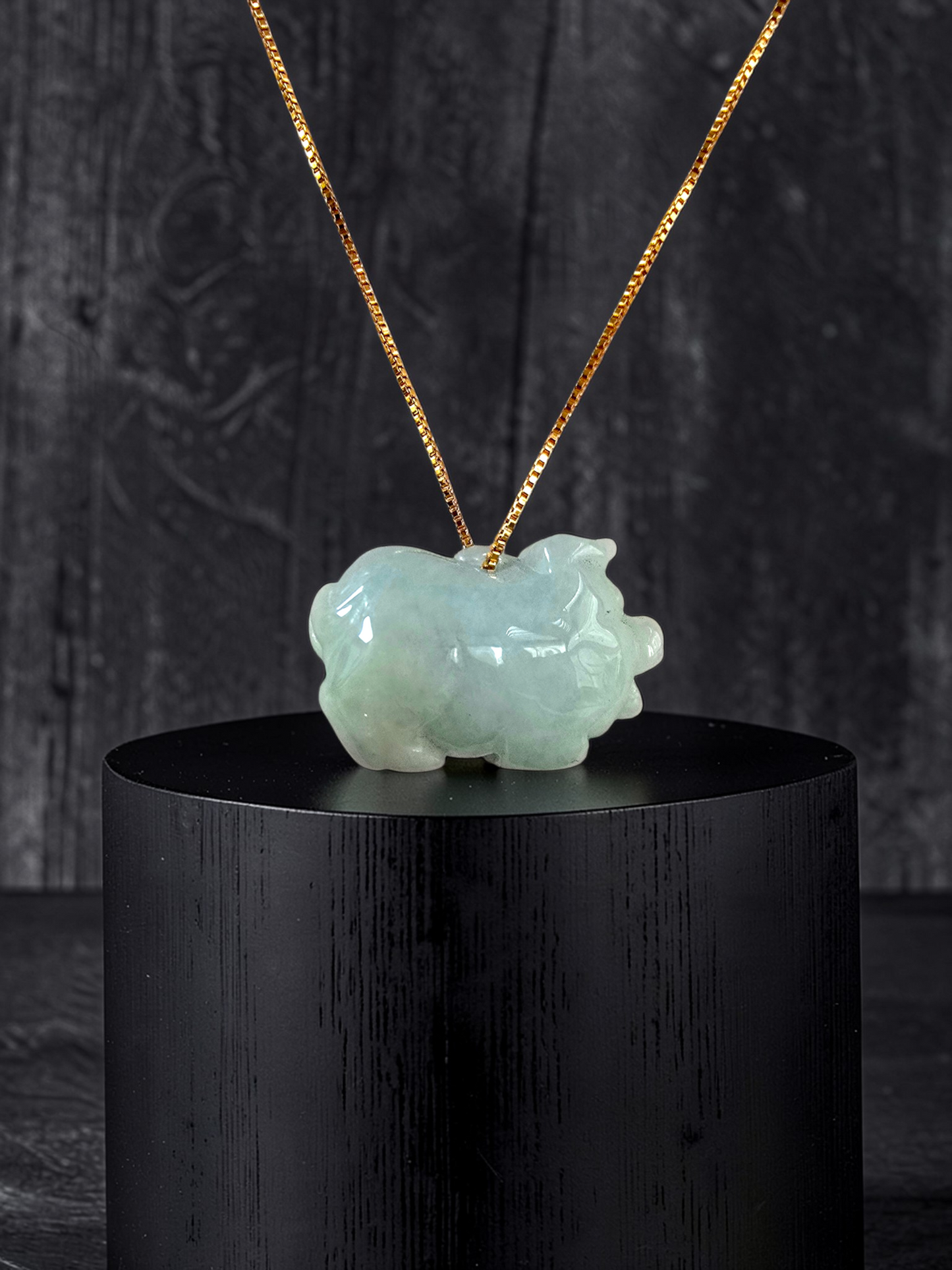 Fortune Fat Pig White-Green Burmese A-Jadeite Charm Pendant