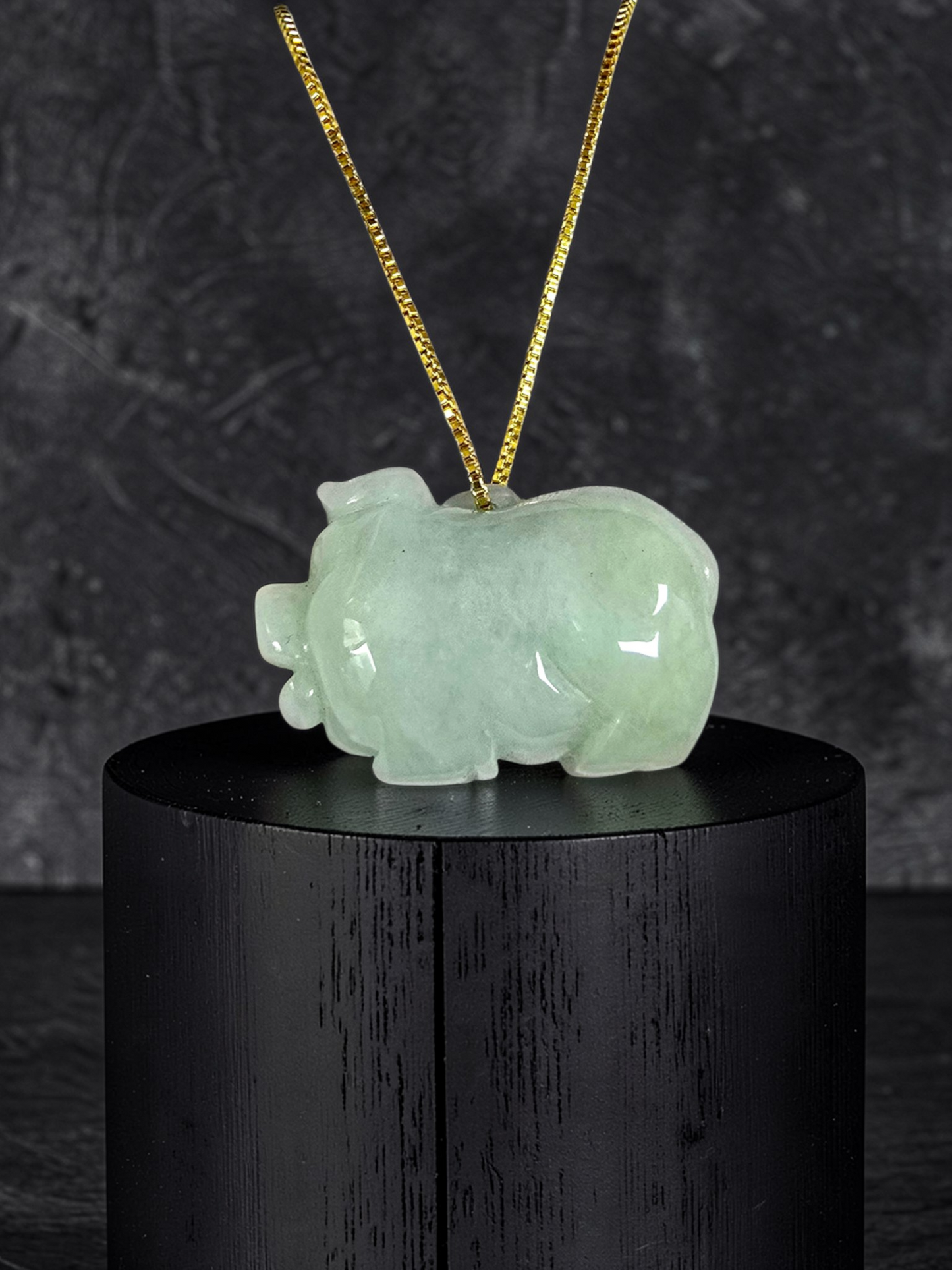 Fortune Fat Pig White-Green Burmese A-Jadeite Charm Pendant