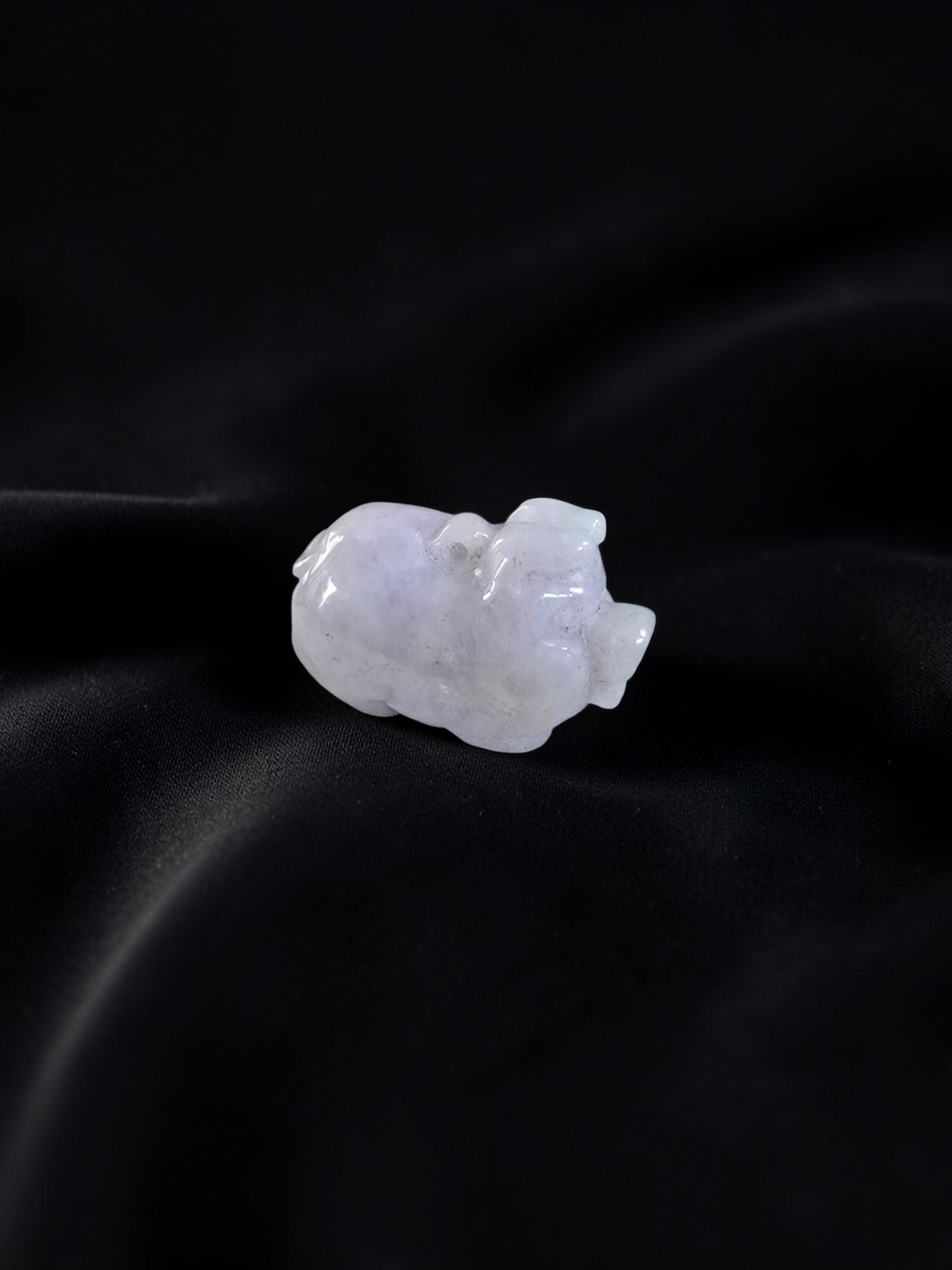 Fortune Fat Pig White-Lavender Purple Burmese A-Jadeite Charm Pendant