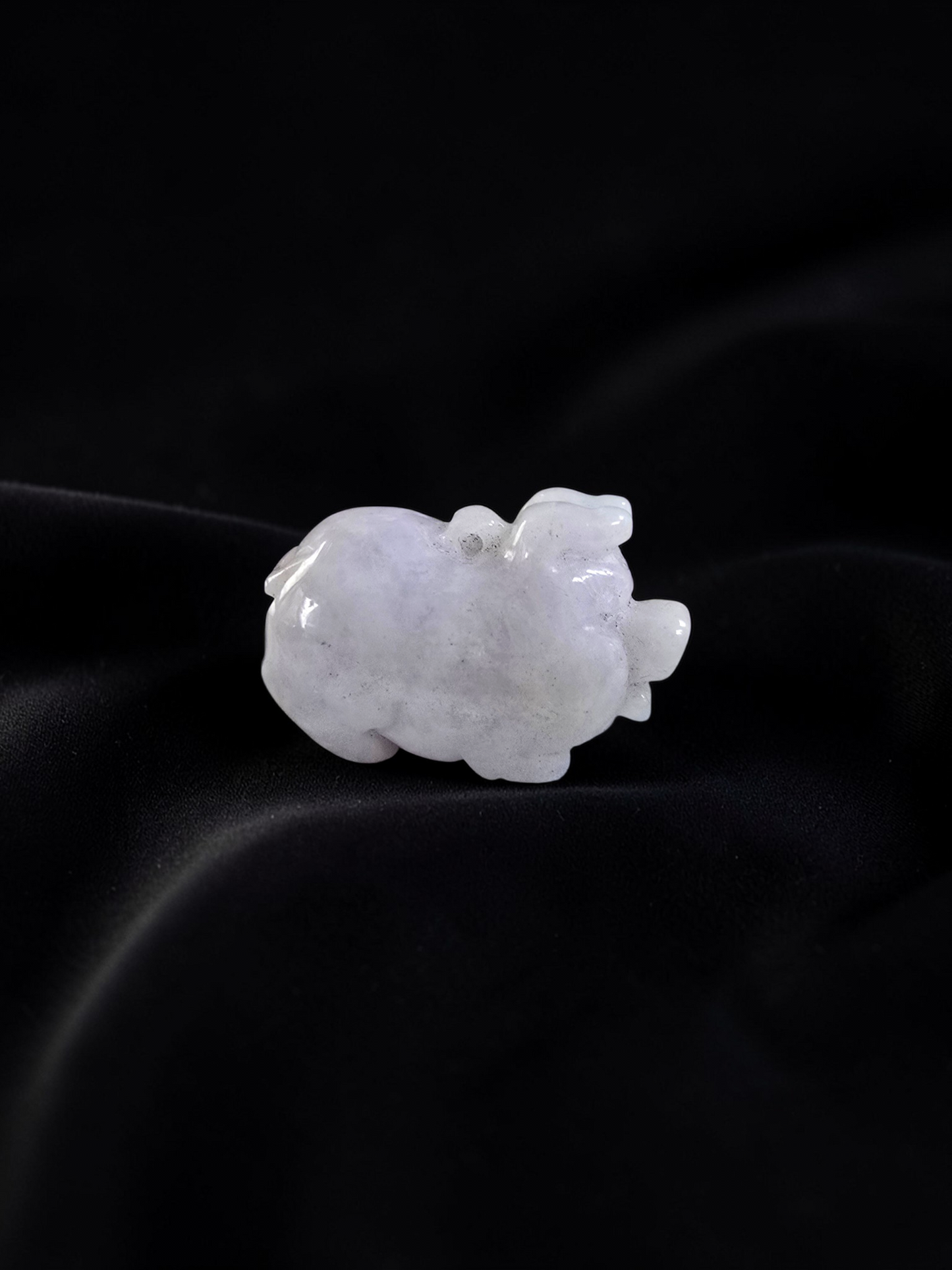 Fortune Fat Pig White-Lavender Purple Burmese A-Jadeite Charm Pendant