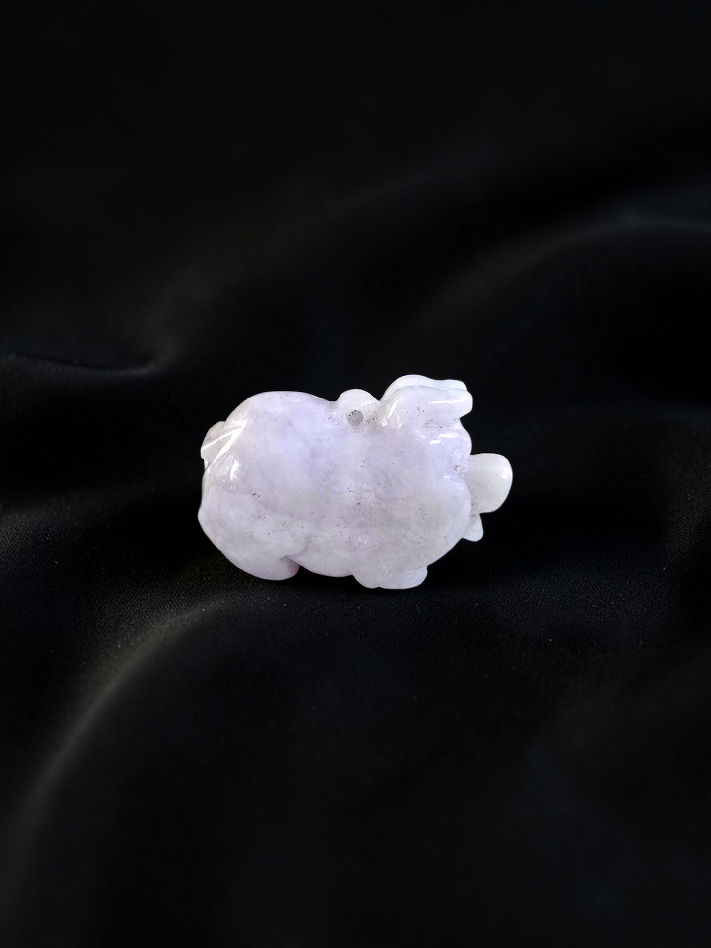 Fortune Fat Pig White-Lavender Purple Burmese A-Jadeite Charm Pendant