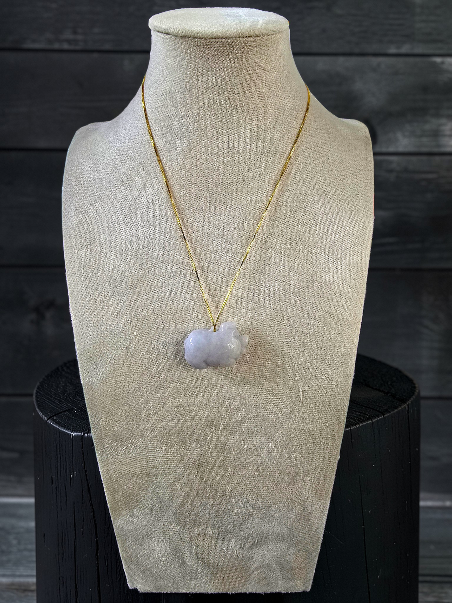 Fortune Fat Pig White-Lavender Purple Burmese A-Jadeite Charm Pendant