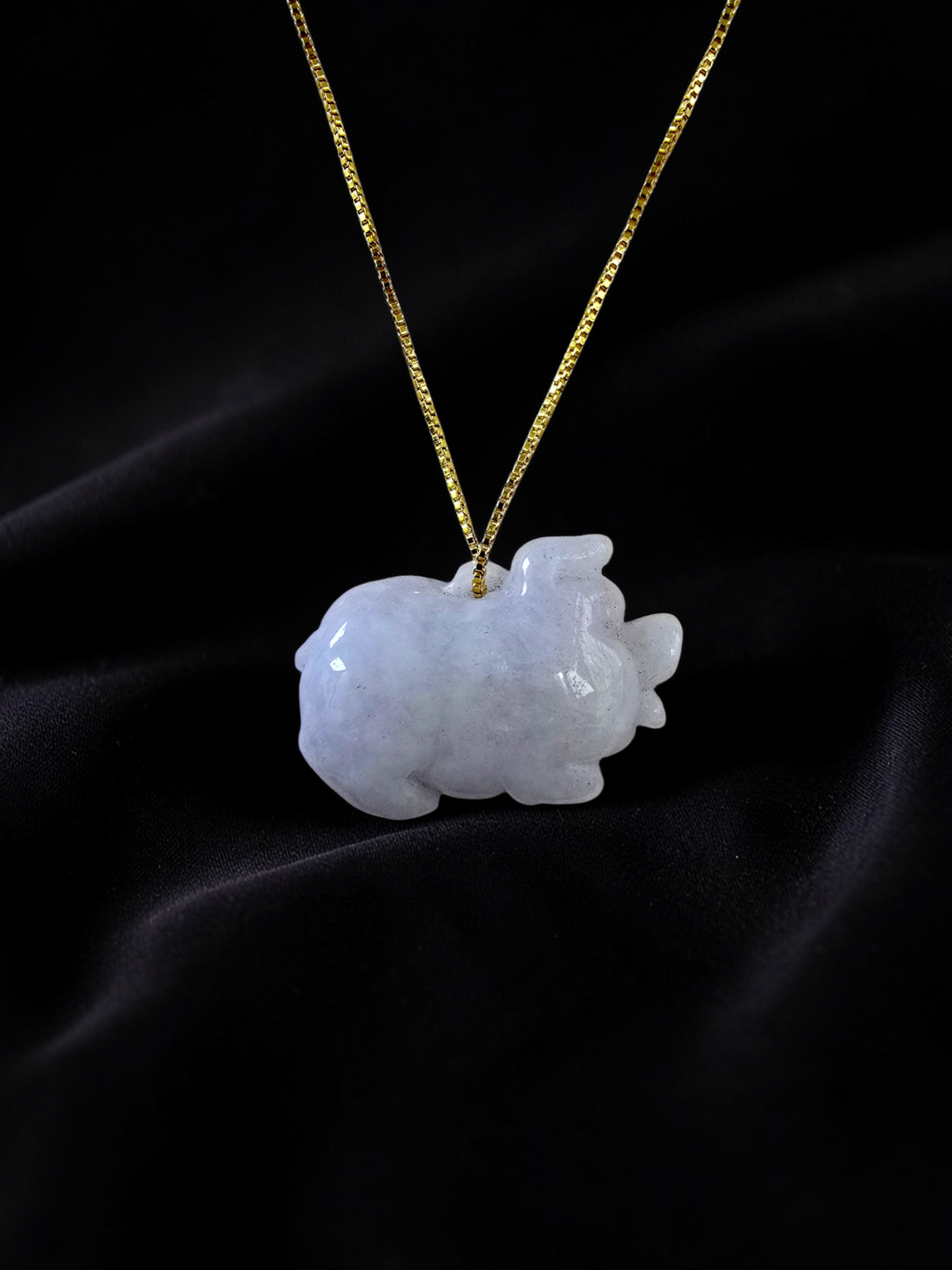 Fortune Fat Pig White-Lavender Purple Burmese A-Jadeite Charm Pendant