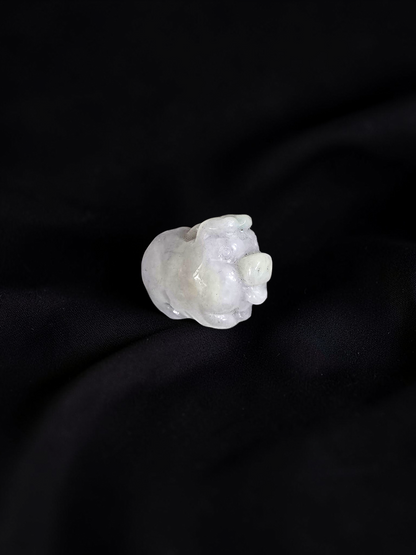 Fortune Fat Pig White-Lavender Purple Burmese A-Jadeite Charm Pendant