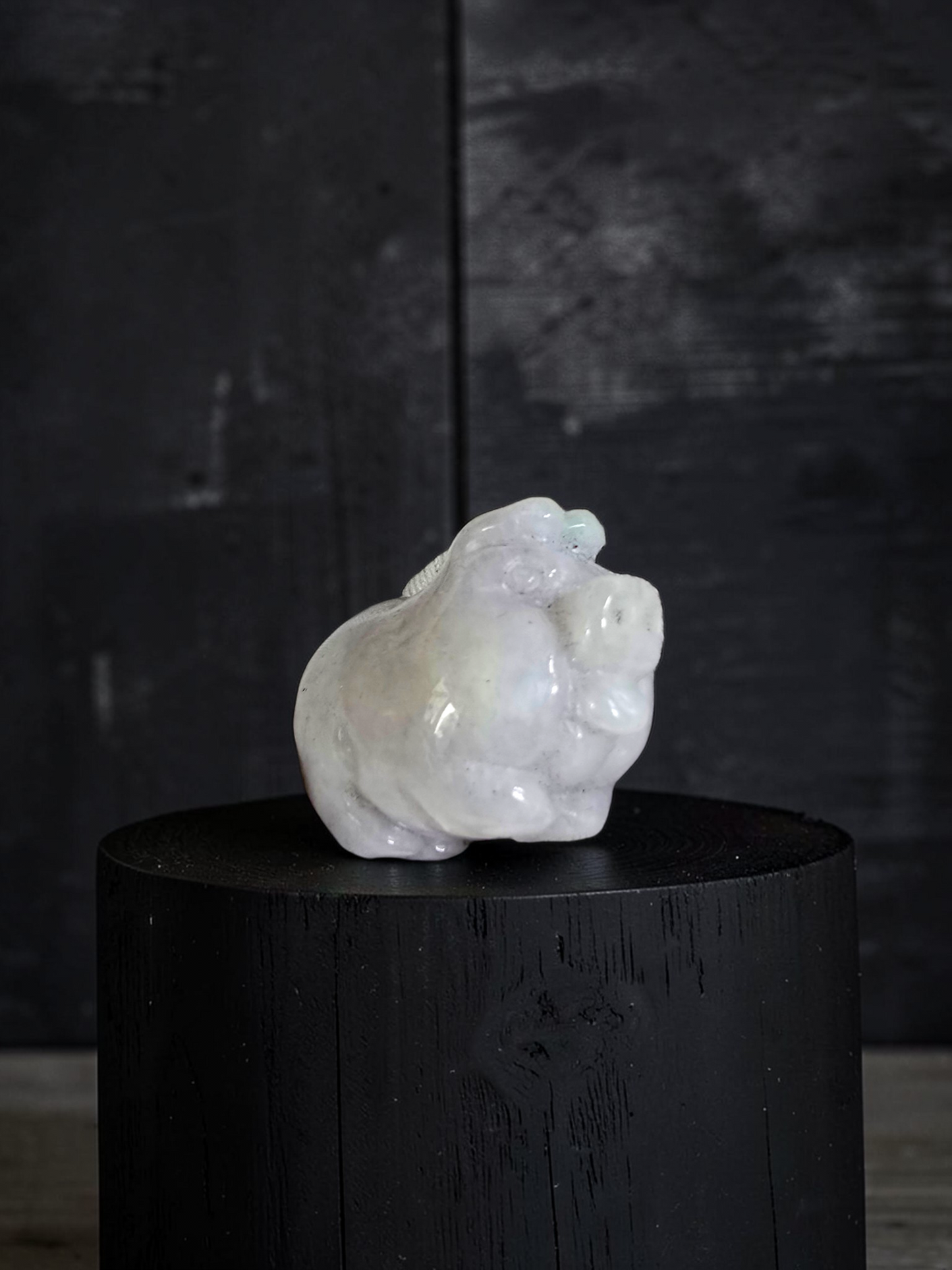 Fortune Fat Pig White-Lavender Purple Burmese A-Jadeite Charm Pendant