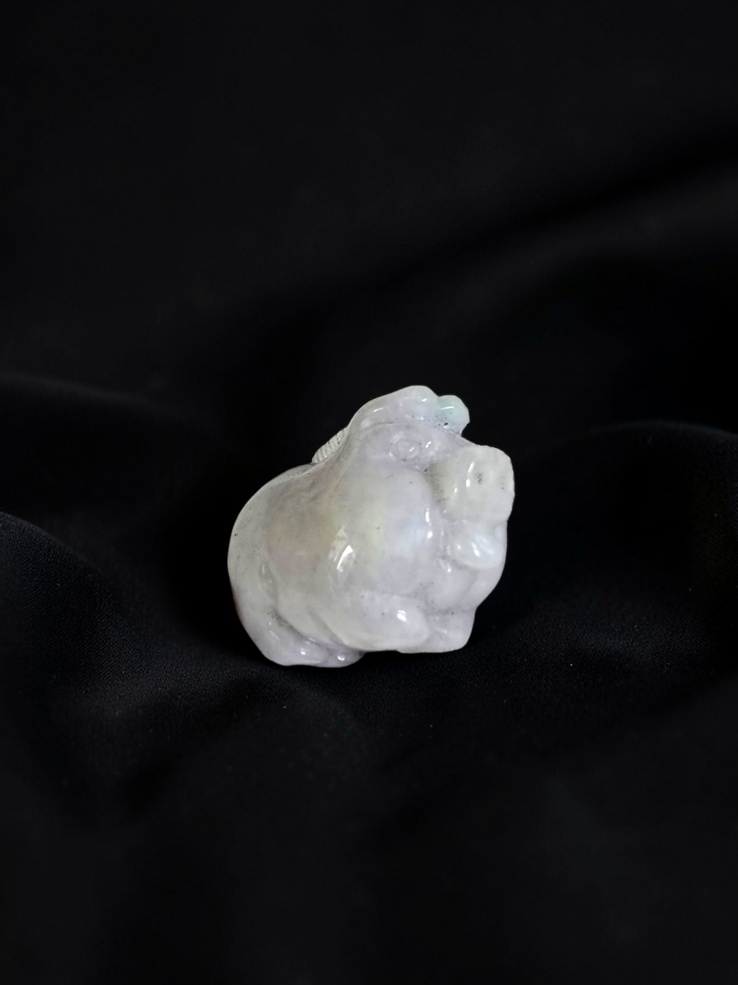 Fortune Fat Pig White-Lavender Purple Burmese A-Jadeite Charm Pendant