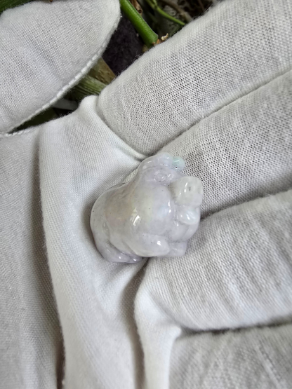Fortune Fat Pig White-Lavender Purple Burmese A-Jadeite Charm Pendant